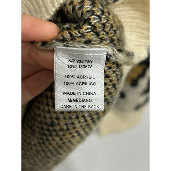 Love Tree Leopard Print Sweater With Black Lace Up V-Neck Detail Sz Medium - Picture 6 of 10